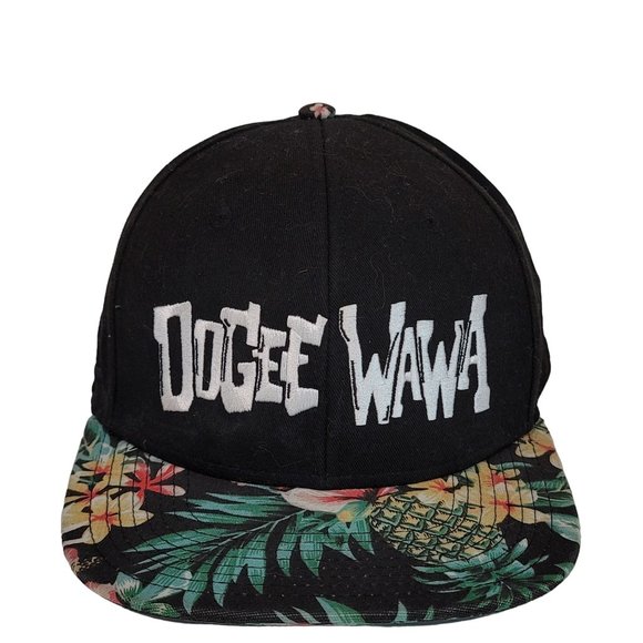 Dogee Wawa black tropical Hawaiian baseball cap adjustable back - Picture 1 of 6